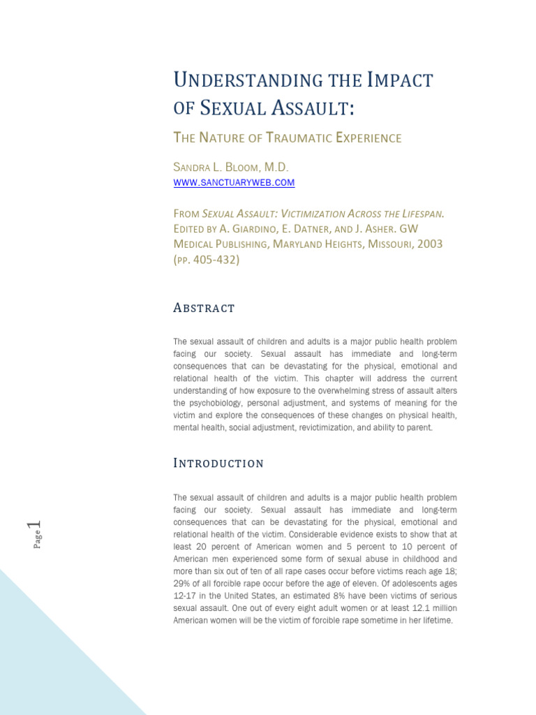 Impact of Sexual Assault on Victims | PDF | Psychological Trauma | Rape