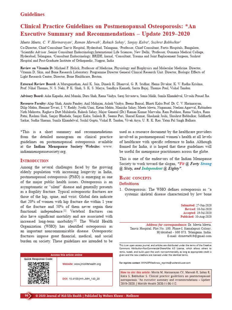 19-20 Clinical Practice Guidelines On Postmenopausal Osteoporosis | PDF ...