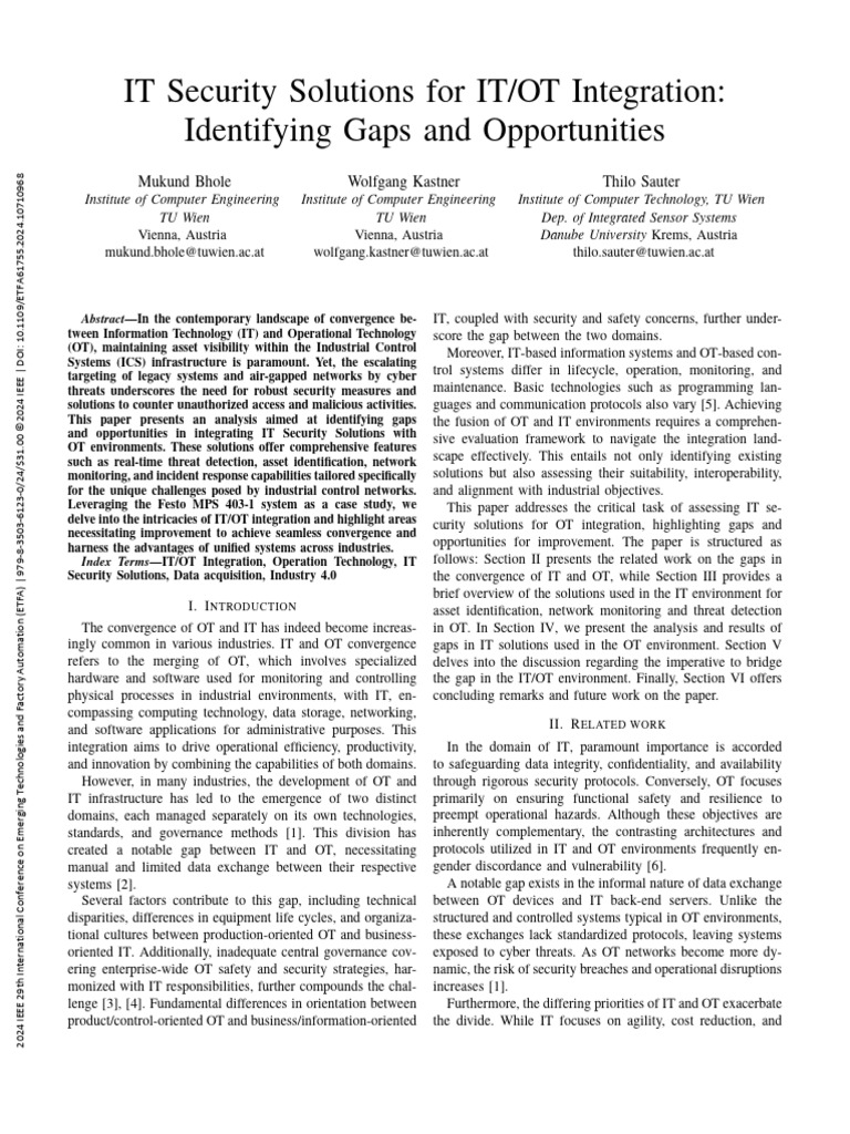 IT/OT Security Solutions Analysis | PDF | Computer Security | Security