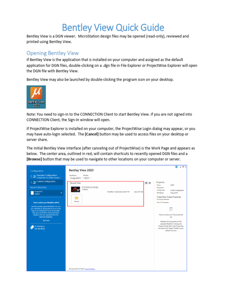 Bentley View User Quick Guide | PDF | Icon (Computing) | Button (Computing)