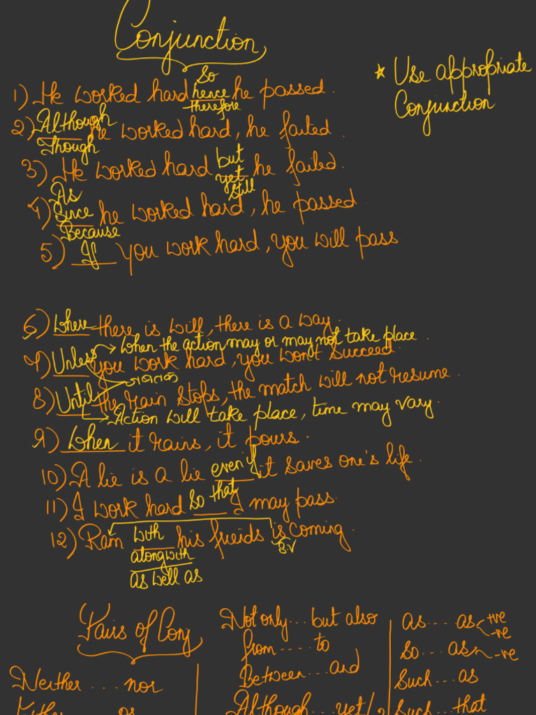 Conjunction Handwritten Notes Class 01 | PDF