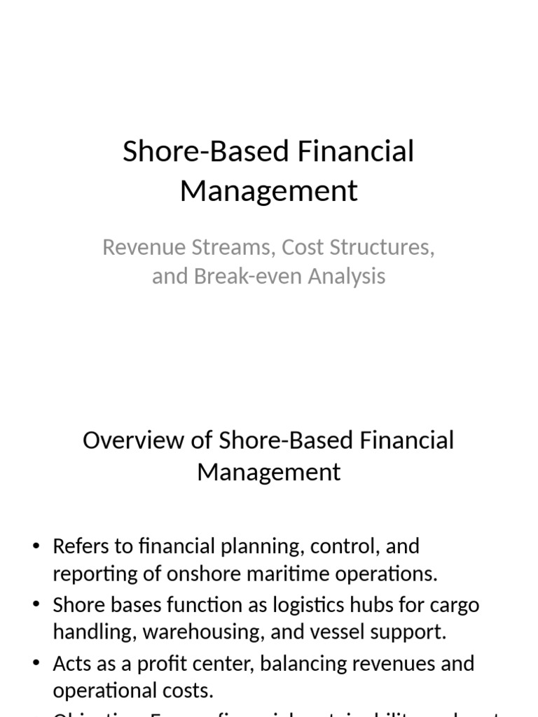 Shore-Based Financial Management Guide | PDF | Logistics | Warehouse