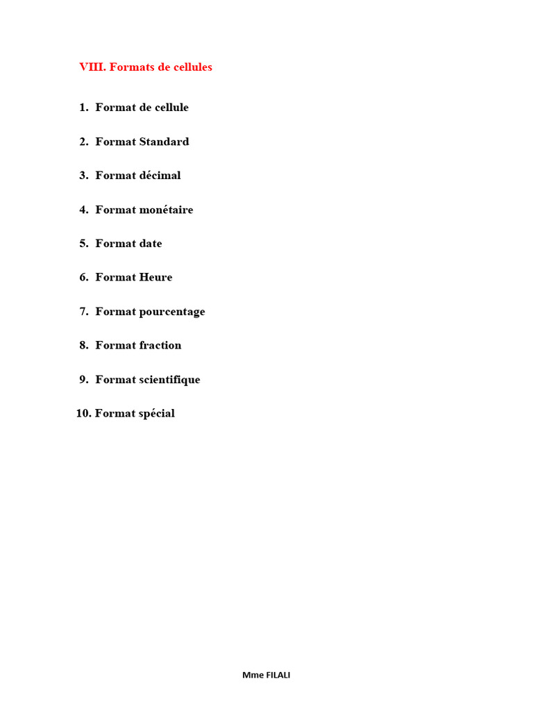 Formats de cellules dans Excel | PDF | Décimal | Pourcentage