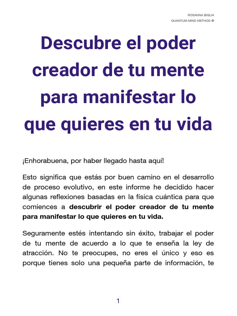 Descubre El Poder Creador de Tu Mente para Manifestar Lo Que Quieres en ...