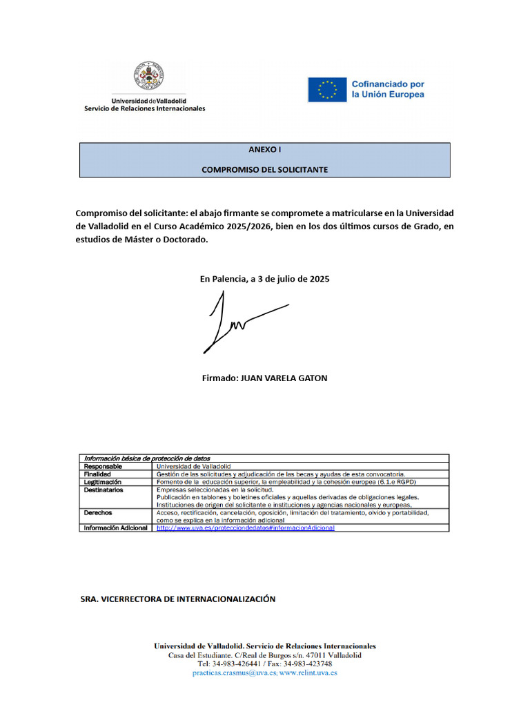 Anexo I Compromiso Del Solicitante Varela Juan | PDF