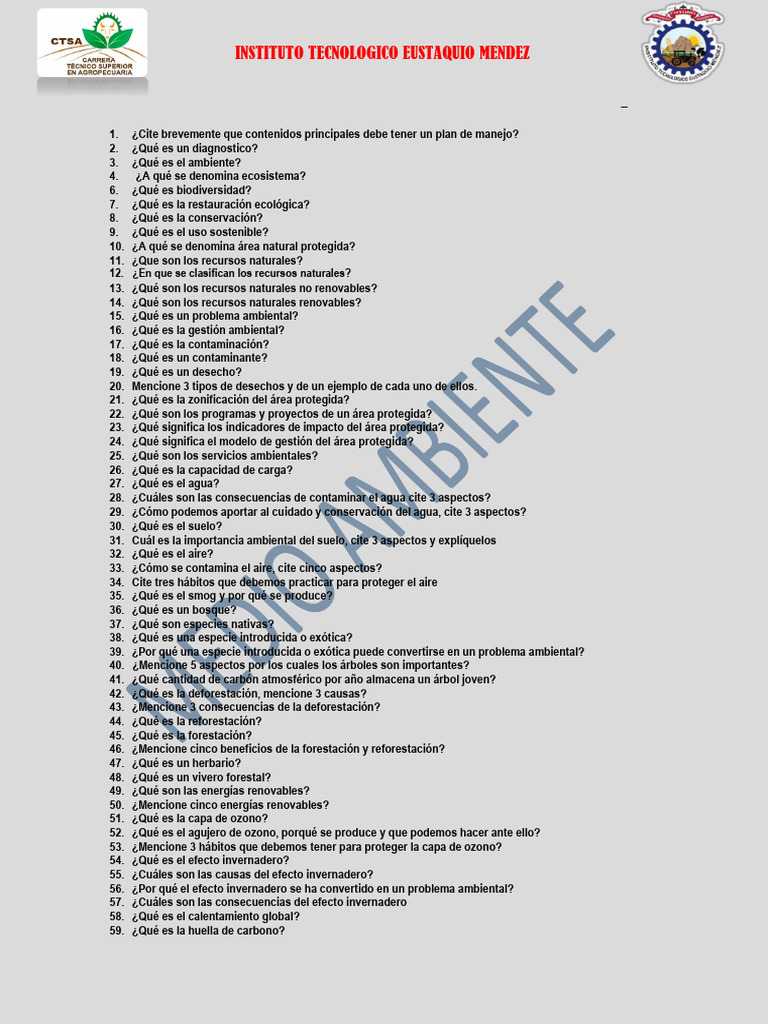 Cuestionario de Medio Ambiente 2025 - 105743 | PDF | Entorno natural ...