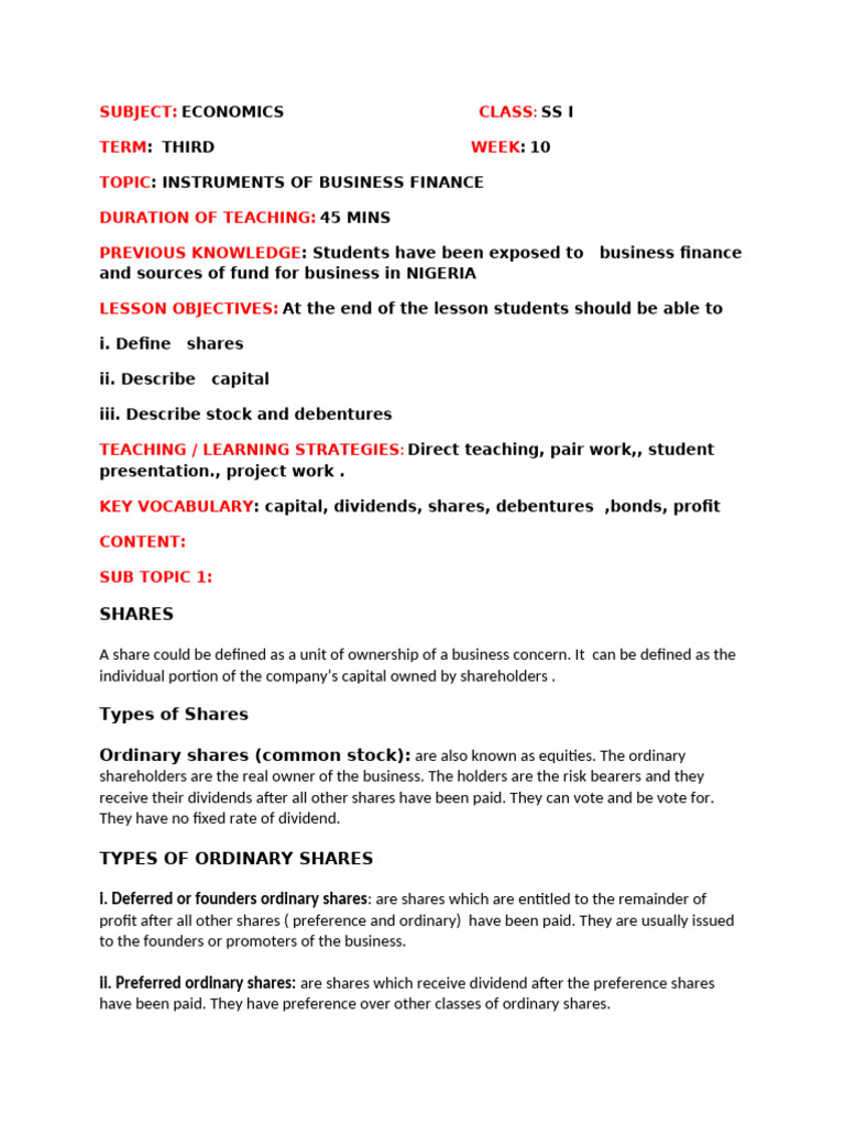 Business Finance Instruments Explained | PDF | Preferred Stock | Dividend