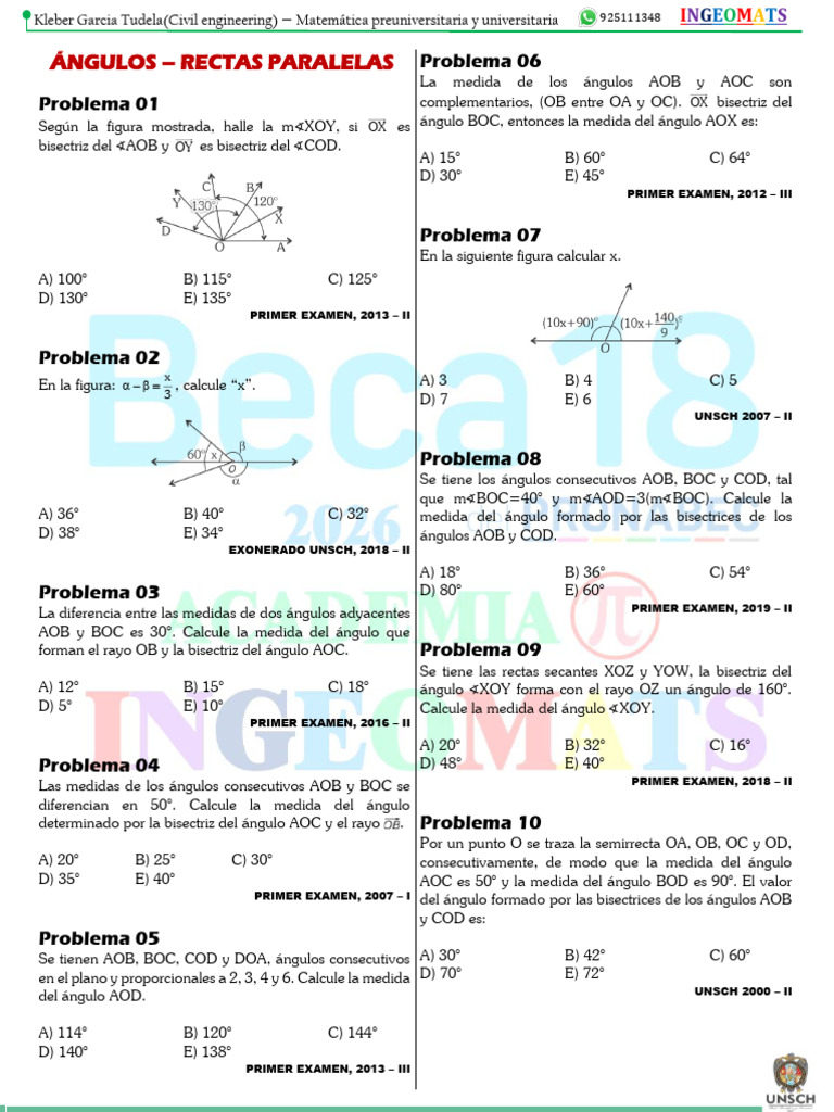 Problemas de Matemáticas: Ángulos y Triángulos | PDF | Triángulo ...