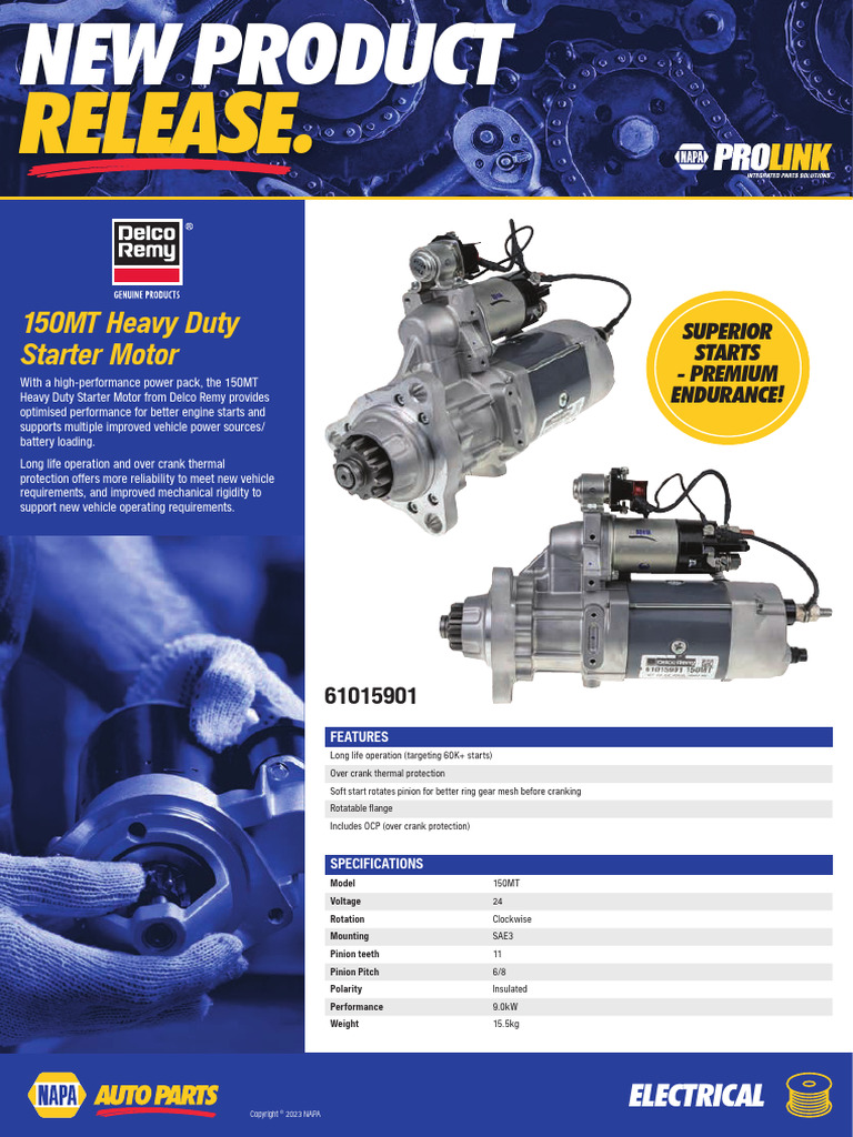150MT Heavy Duty Starter Motor Specs | PDF | Gear | Vehicle Technology