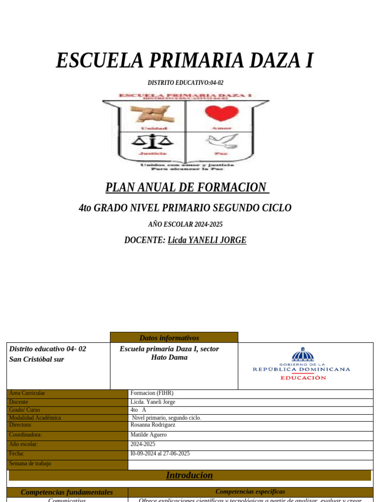 Plan Anual 4to Grado Primaria 2024-2025 | PDF | Entorno natural ...