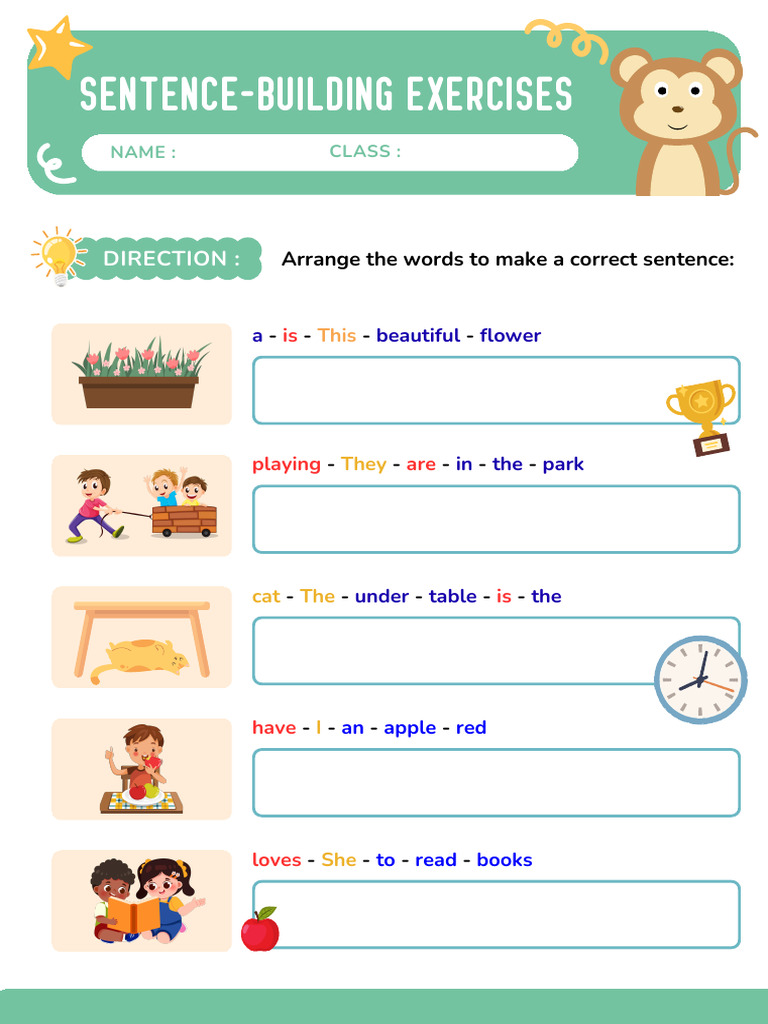 Sentence Building and Activities Guide | PDF | Linguistics