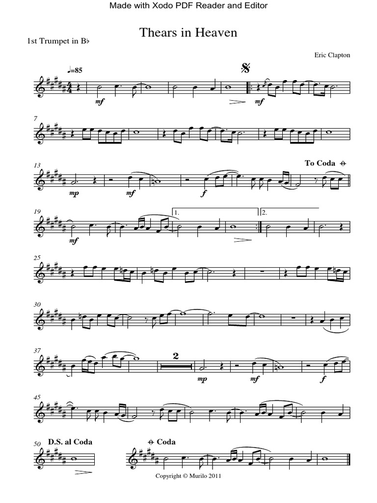 Thears in Heaven Sheet Music | PDF | Brass Instruments | Aerophones