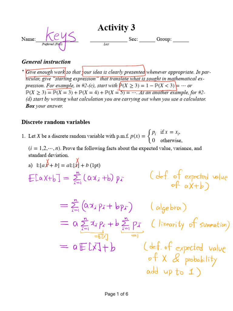 Discrete Random Variables Analysis | PDF