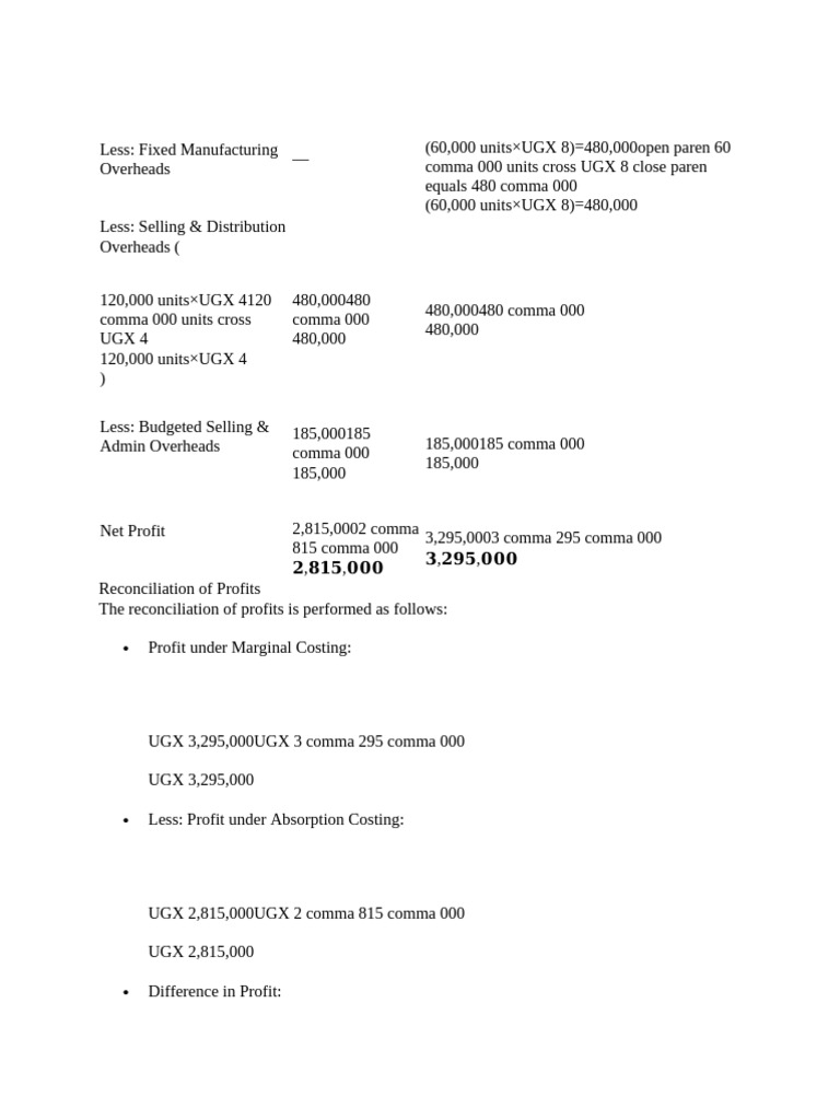 Profit Reconciliation: Costing Methods | PDF | Inventory | Valuation ...