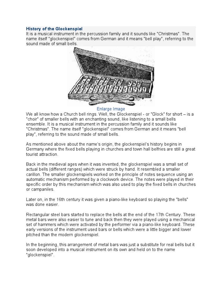 History of The Glockenspiel PDF Hornbostel Sachs Music Production
