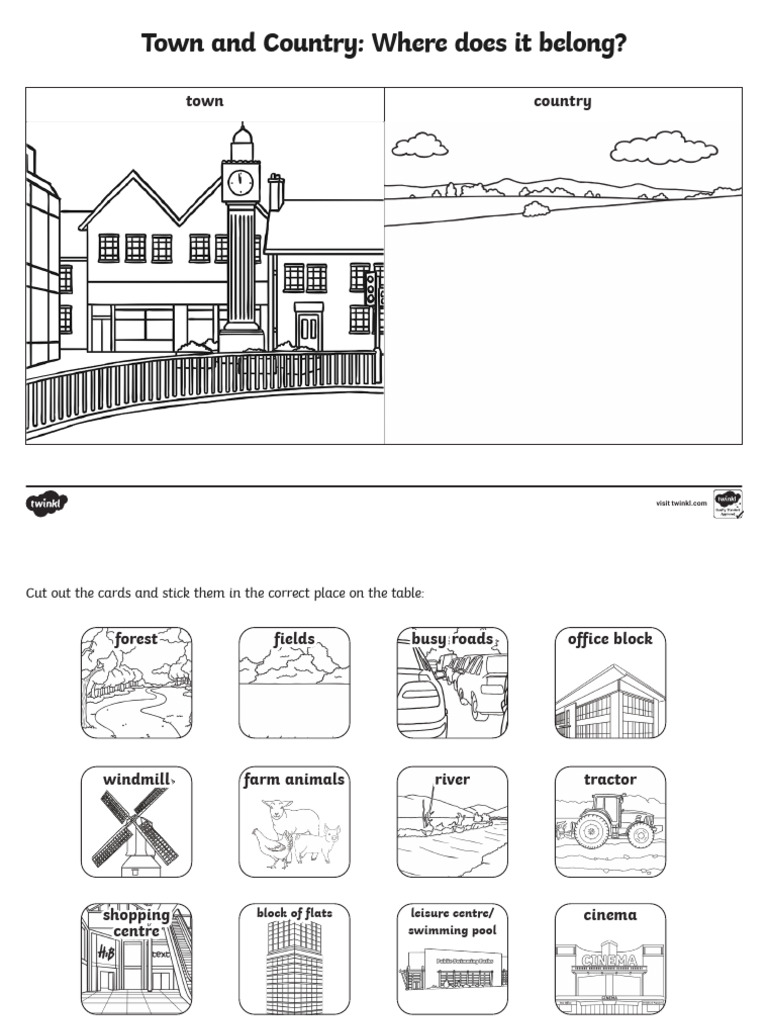 T G 052 Town and Country Where Does It Belong Activity Sheet Ver 4 | PDF