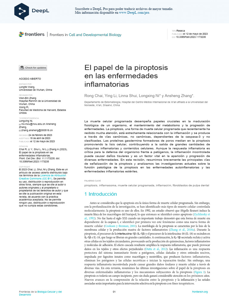 s01 - The Role of Pyroptosis in Inflammatory Diseases-1-10 Es | PDF ...