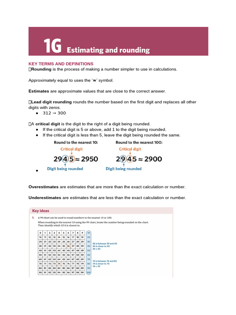 Key Terms in Rounding and Estimation | PDF