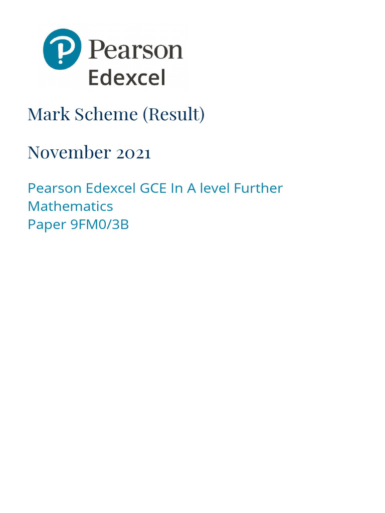 Edexcel A Level Further Maths Mark Scheme | PDF | Mathematics