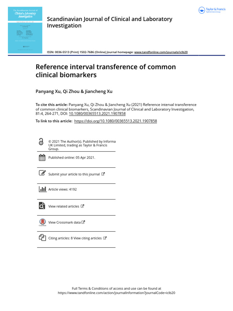 Reference Interval Transference in Biomarkers | PDF | Outlier