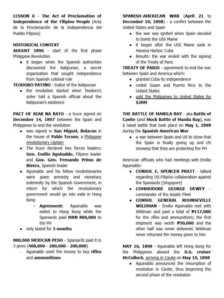 Proclamation of Philippine Independence | PDF | Philippines | Spanish ...