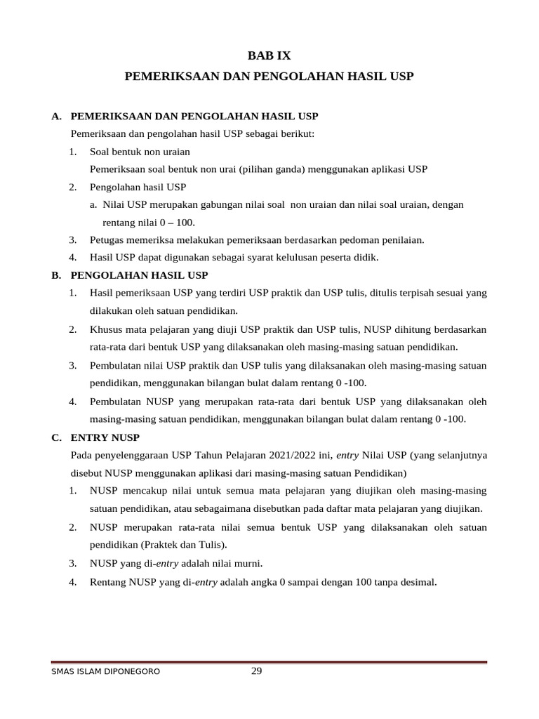 Proses Pengolahan Hasil USP 2021/2022 | PDF