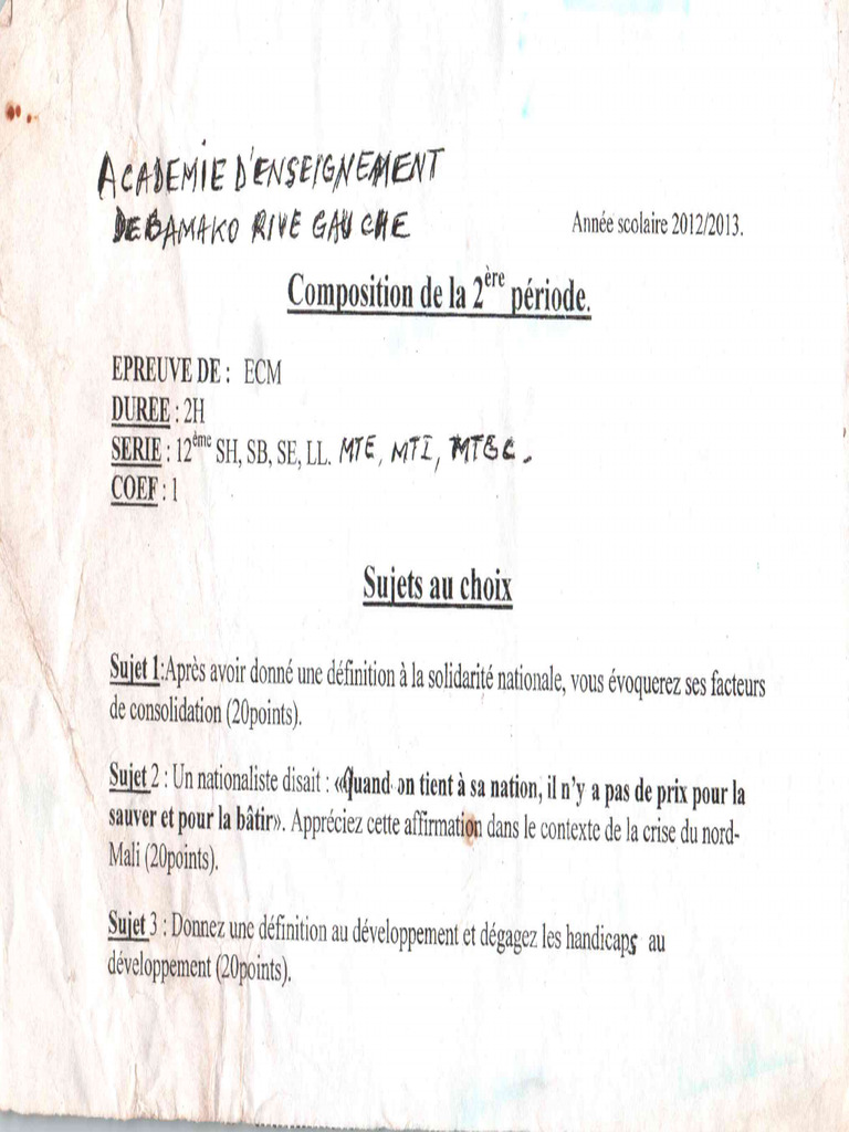 Compo 2ieme Periode ECM | PDF