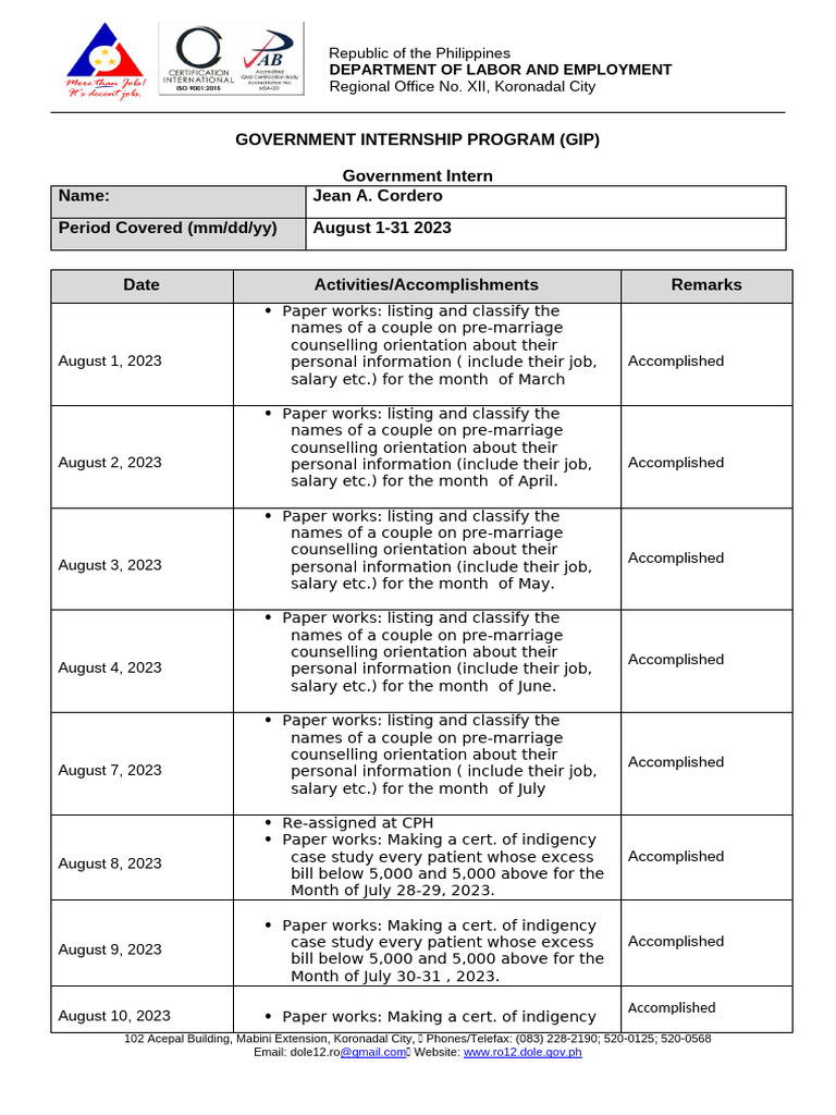 Government Internship Program Report | PDF