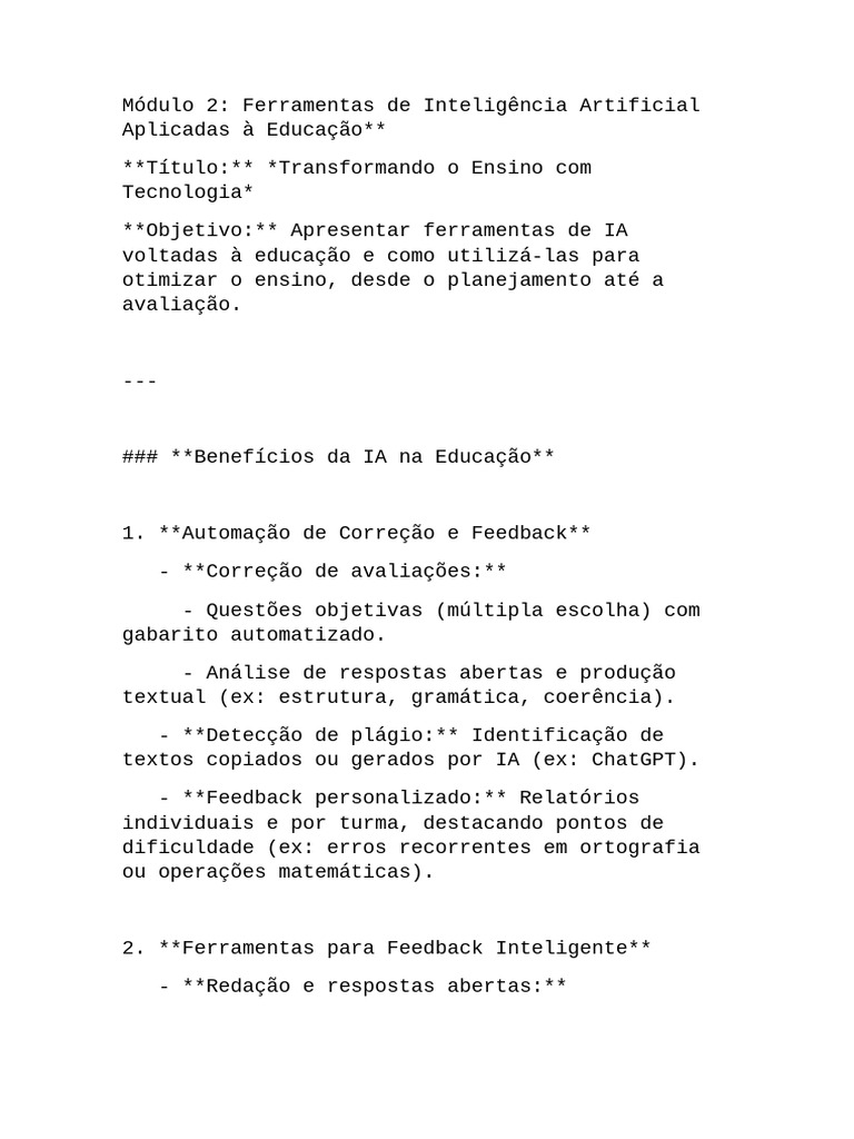 Ferramentas de IA na Educação | PDF | Inteligência artificial ...