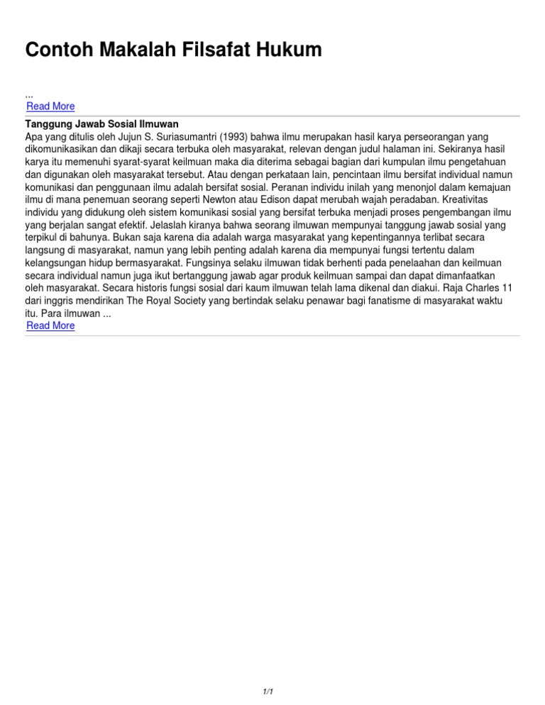 Contoh Makalah Filsafat Hukum