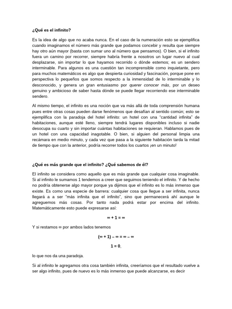 Comprendiendo el Infinito en Matemáticas | PDF | Universo | infinito