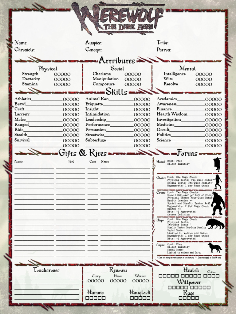Werewolf 5thEdition DarkAges 4-Page Interactive | PDF | Role Playing Games