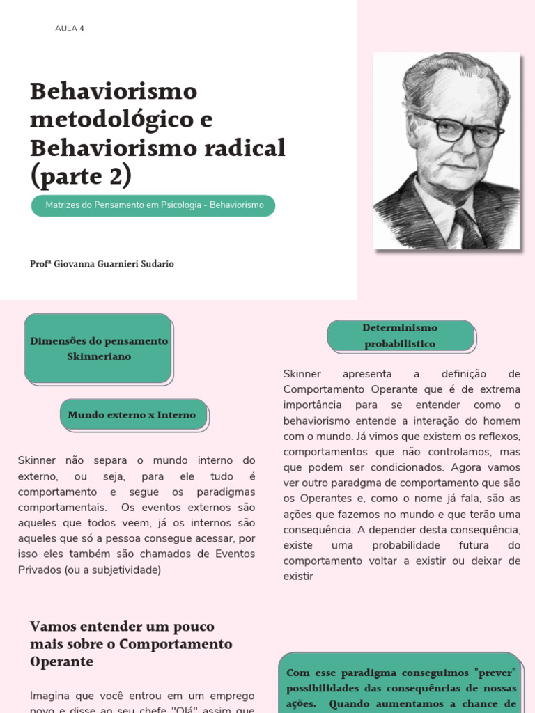 Aula 4 - Behaviorismo Metodológico e Radical Parte 2 | PDF ...