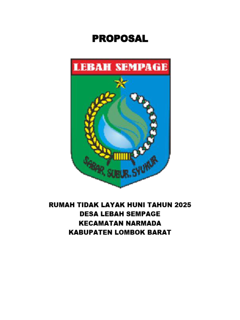 Proposal Rumah Tidak Layak Huni LOBAR 2025 | PDF