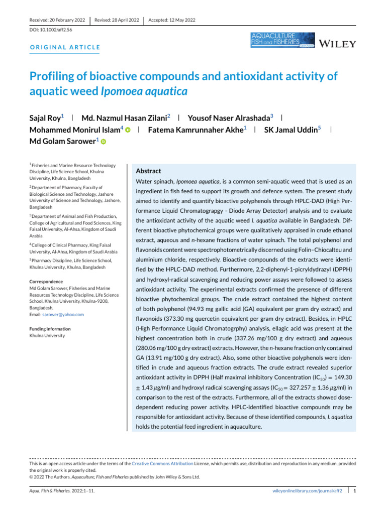 Profiling of Bioactive Compounds and Antioxidant A | PDF | Polyphenol ...