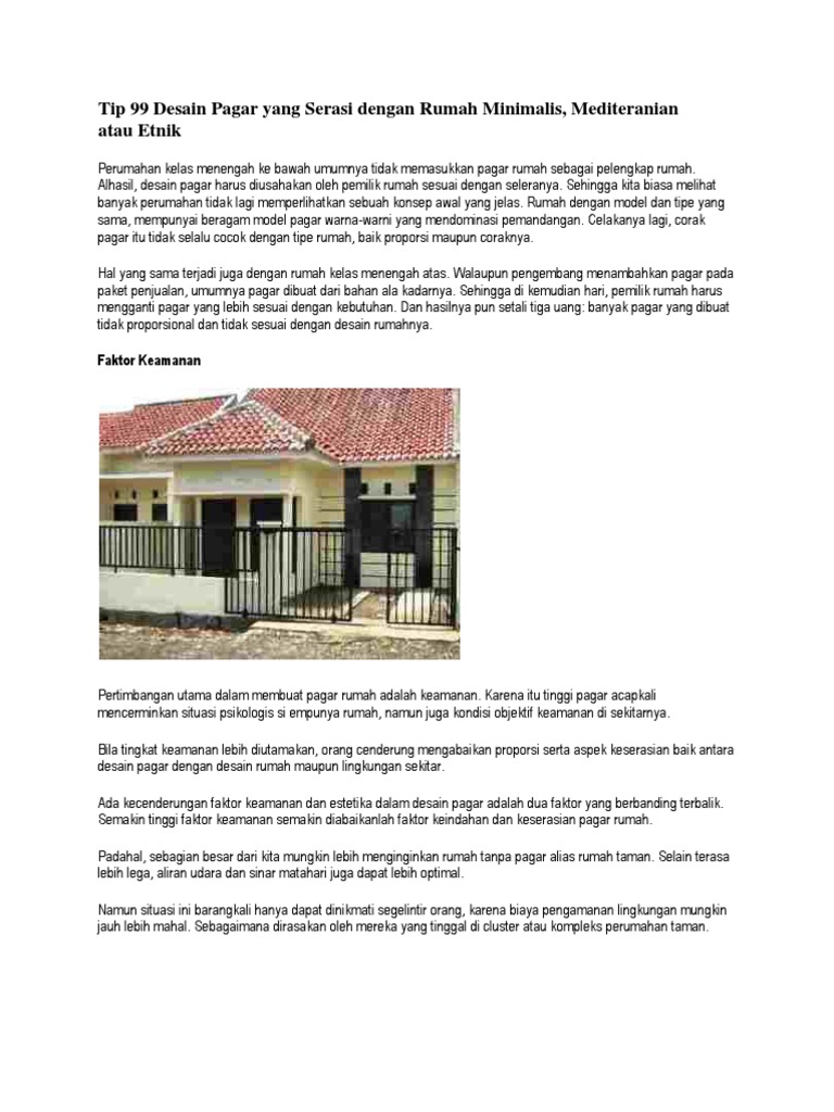 Tip 99 Desain Pagar Yang Serasi Dengan Rumah Minimalis