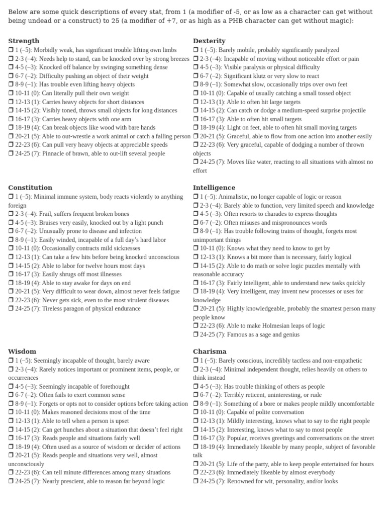 Character Stat Descriptions Guide | PDF | Thought