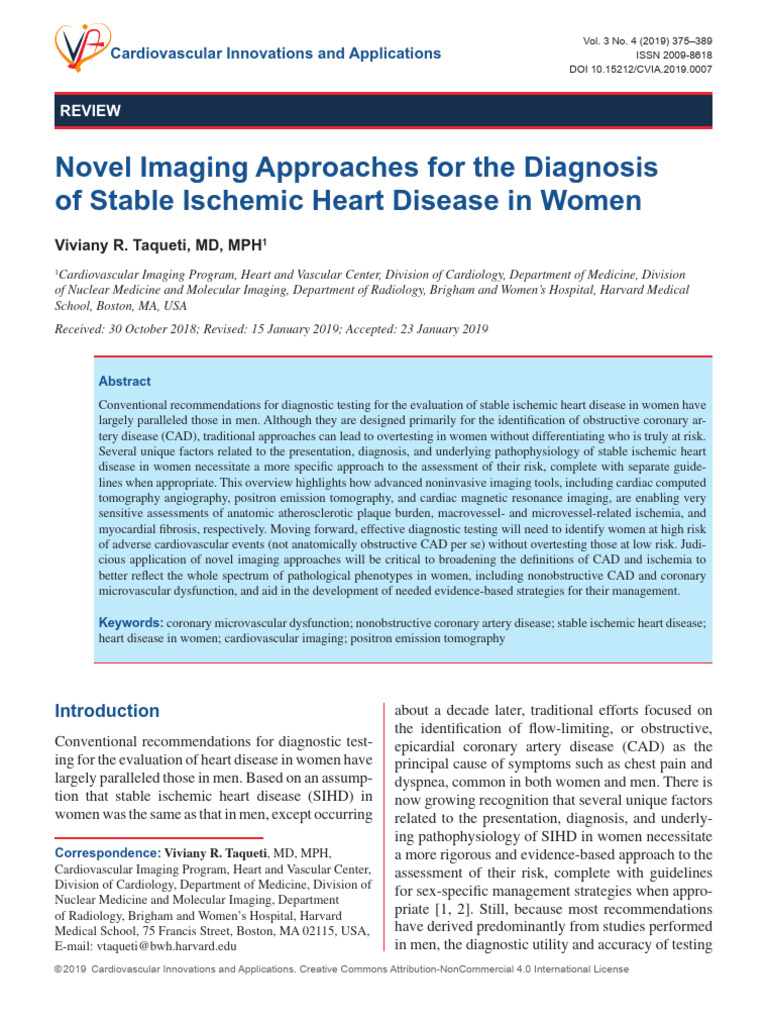 Taqueti. Mujer. Novel Imaging Approaches For The Diagnosis of Stable ...
