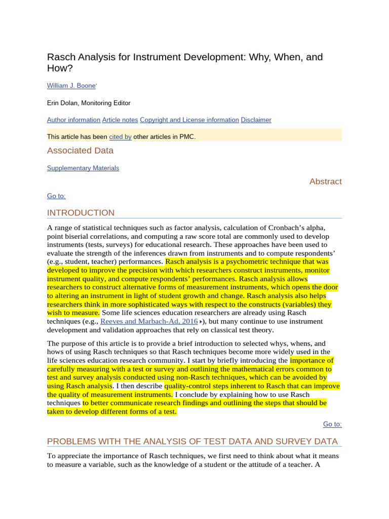 Rasch Analysis For Instrument Development | PDF | Methodology ...