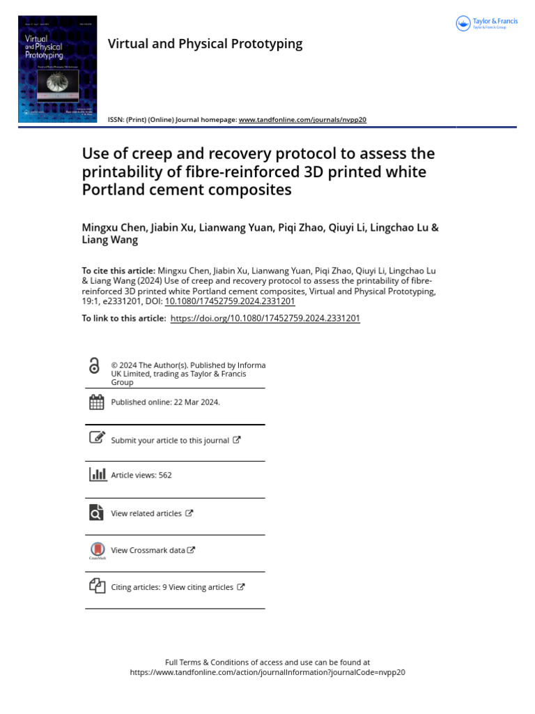 Use of Creep and Recovery Protocol To Assess The Printability of Fibre ...