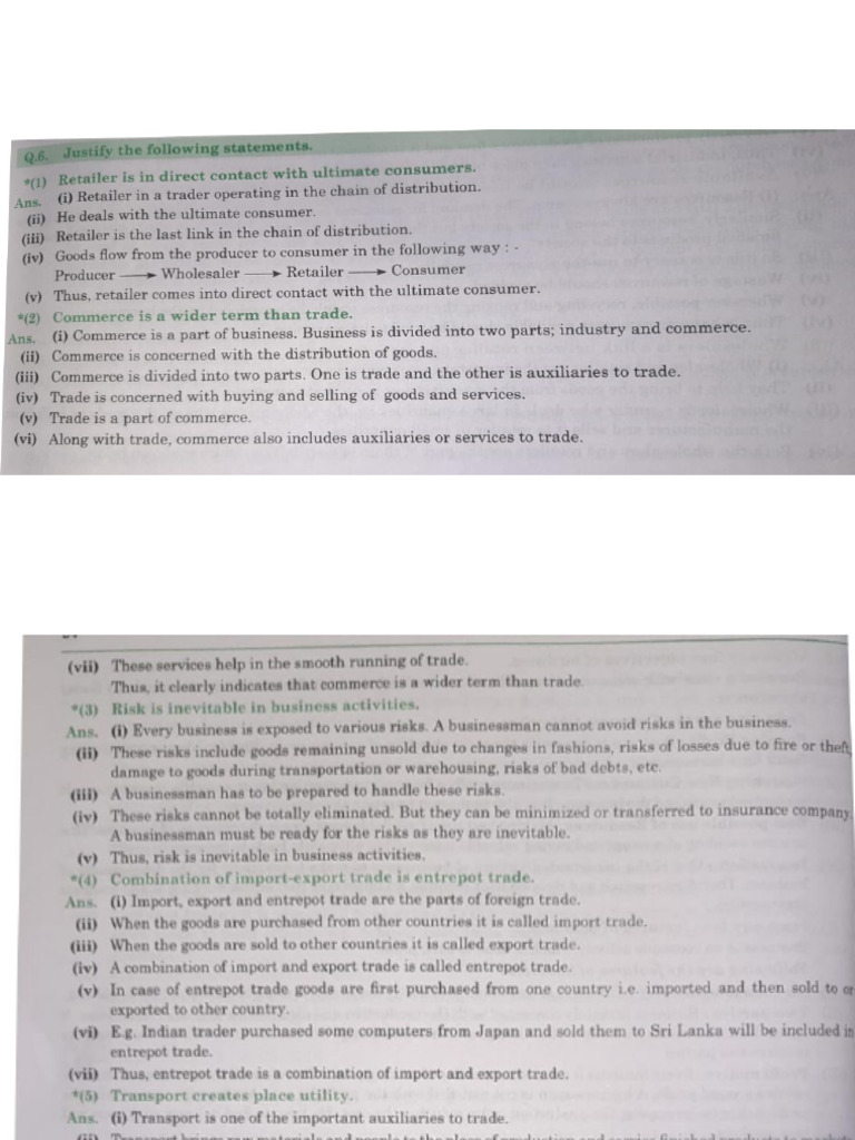 Justification Answers of 1st Chapter Introduction of Commerce and ...