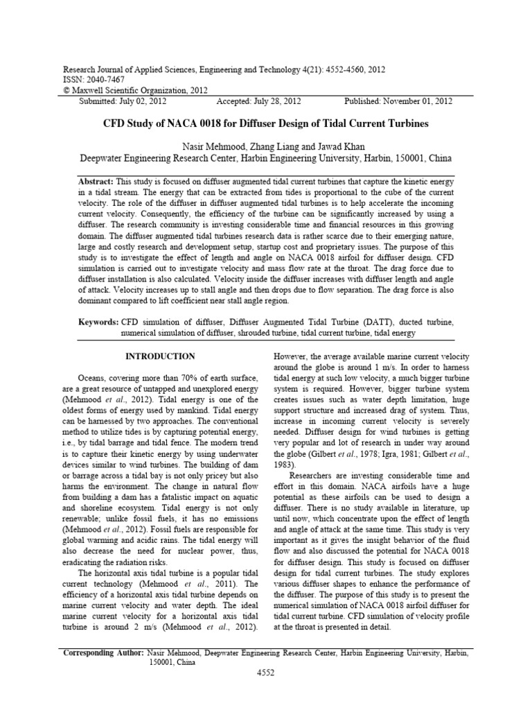 CFD Analysis of NACA 0018 Diffuser | PDF | Turbine | Aerodynamics