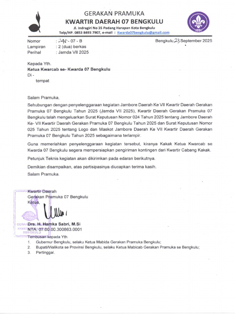 Surat Pengantar Jamda Vii Tahun 2025 | PDF