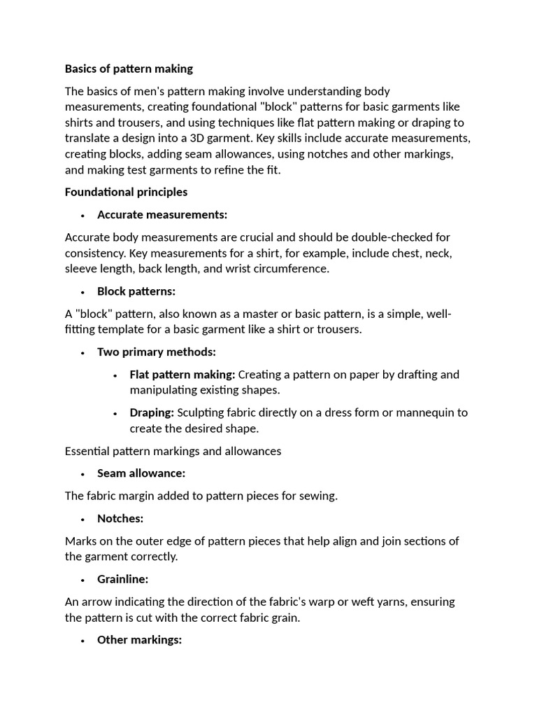 Men's Pattern Making Basics Guide | PDF | Texture Mapping | Seam (Sewing)