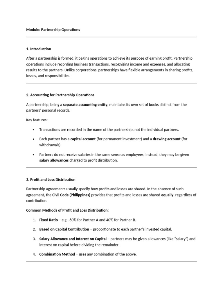 Partnership Operations | PDF | Partnership | Income Statement