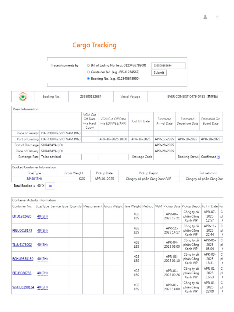 Lampiran 3 - Cargo List ShipmentLink - Cargo Tracking | PDF
