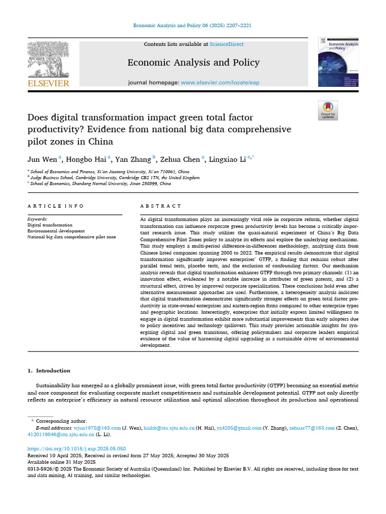 Digital Transformation and Green Productivity | PDF | Innovation ...