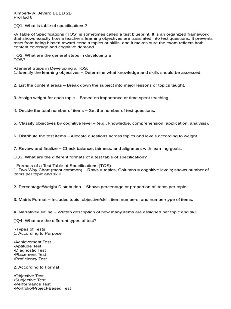 Guide to Creating a Test Blueprint | PDF | Multiple Choice | Cognition