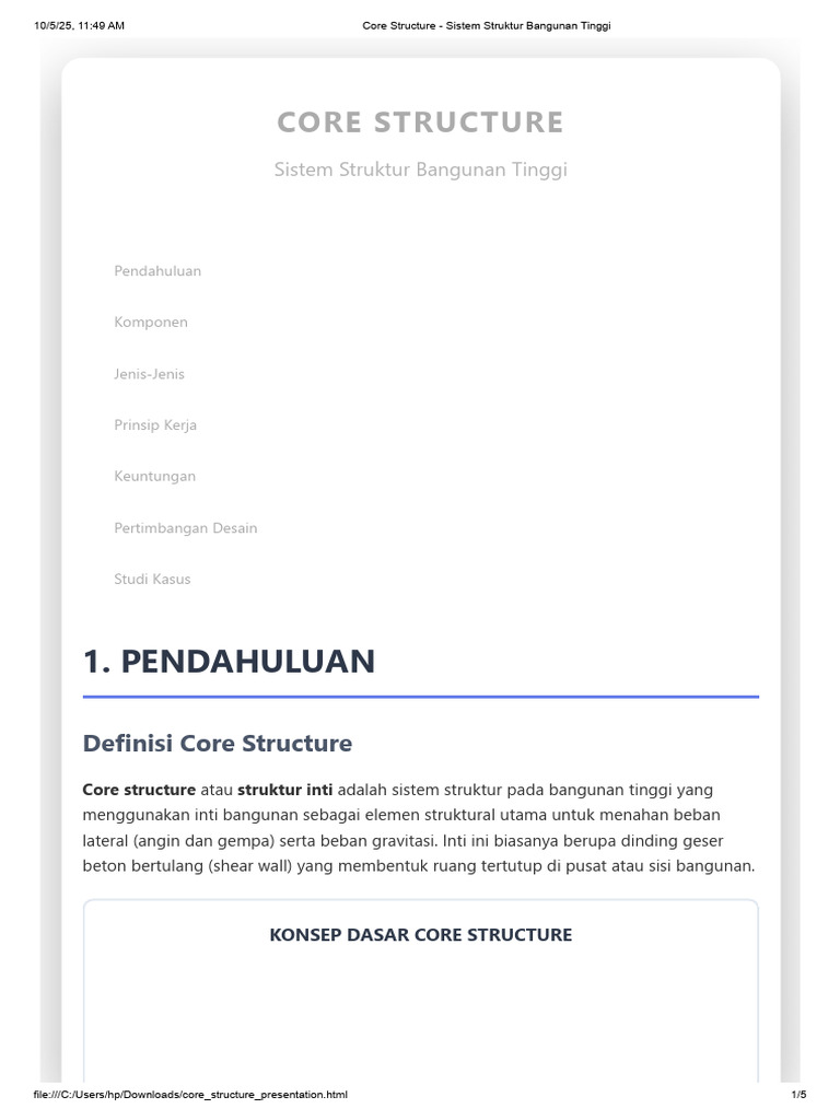 Core Structure - Sistem Struktur Bangunan Tinggi | PDF