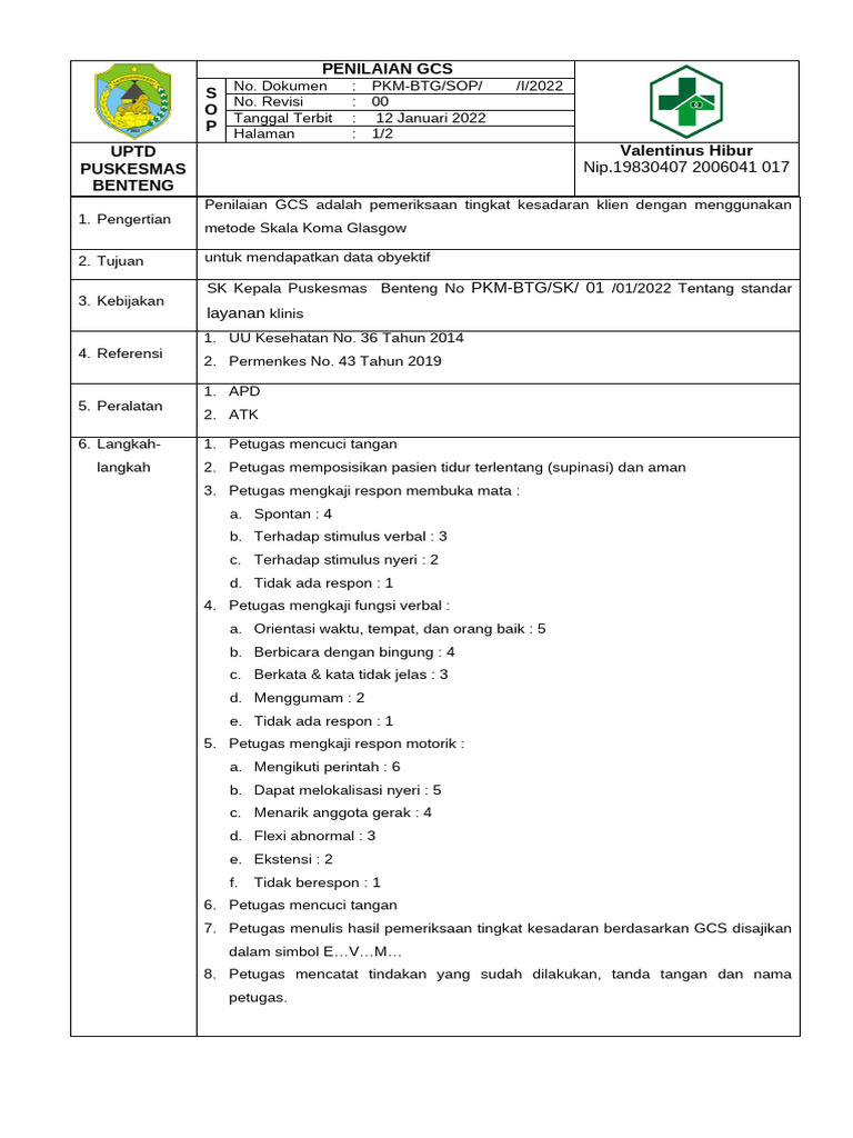 Penilaian GCS untuk Tingkat Kesadaran | PDF